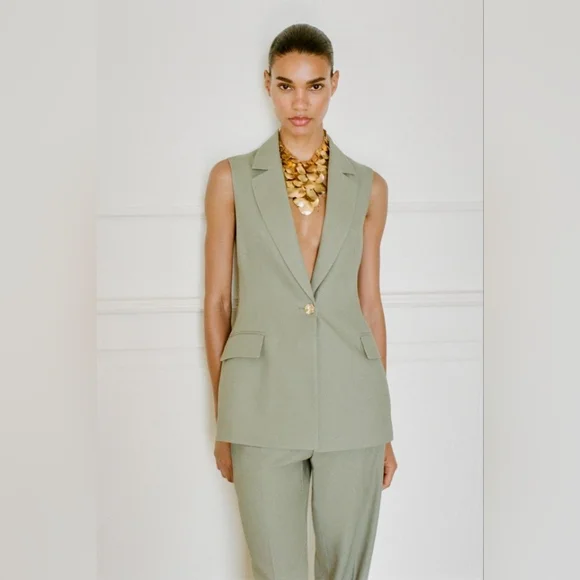 LINEN LONG VEST WITH STRAIGHT LEG LINEN PANTS SIZE XS/S - Picture 2 of 13